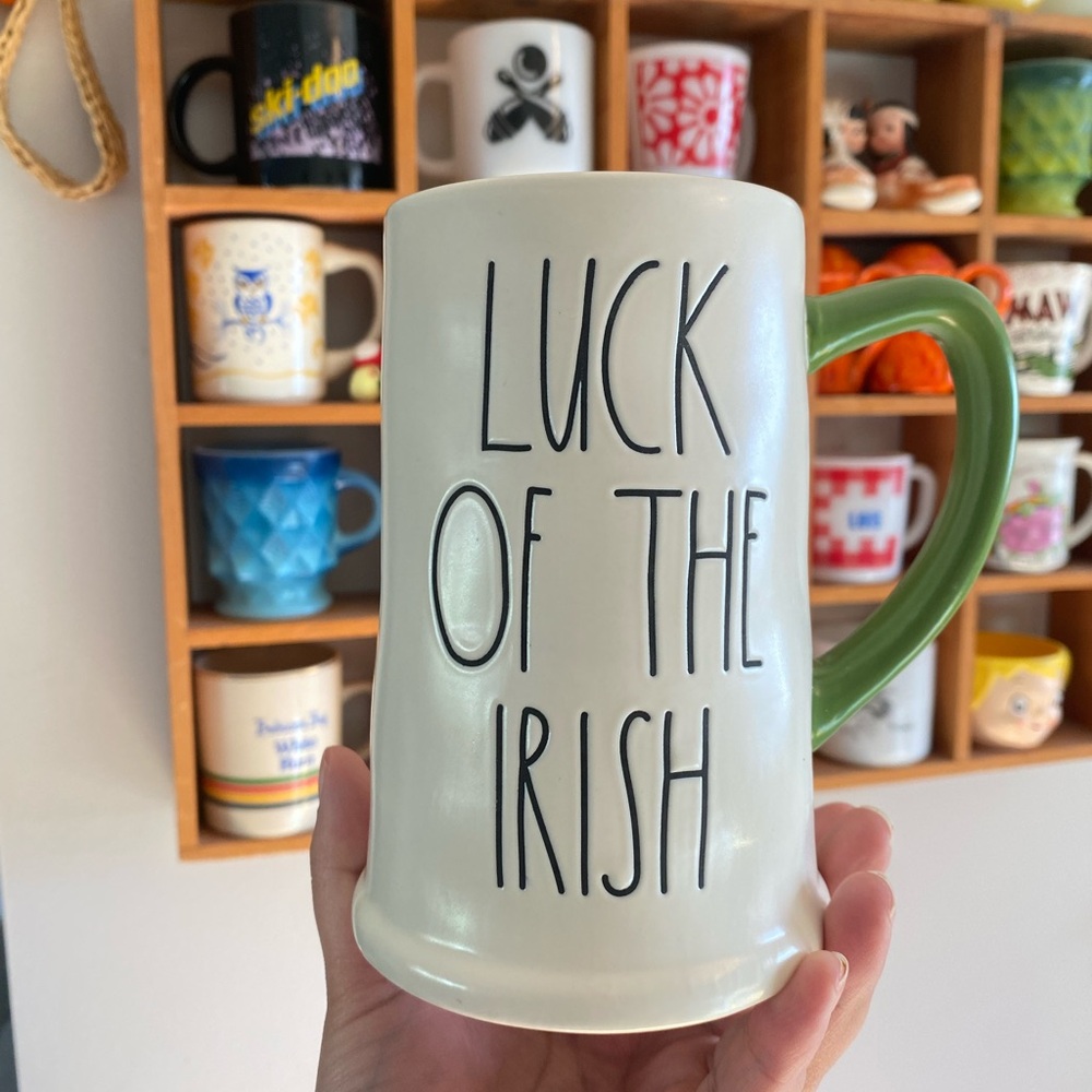Rae Dunn “Luck of the Irish” St Patrick’s Day pint glass beer mug ceramic